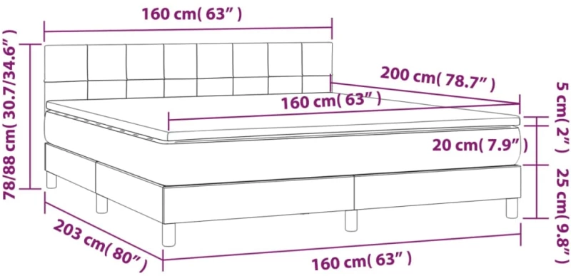 ΚΡΕΒΑΤΙ BOXSPRING ΜΕ ΣΤΡΩΜΑ & LED ΜΑΥΡΟ 160X200 ΕΚ. ΒΕΛΟΥΔΙΝΟ 3134413