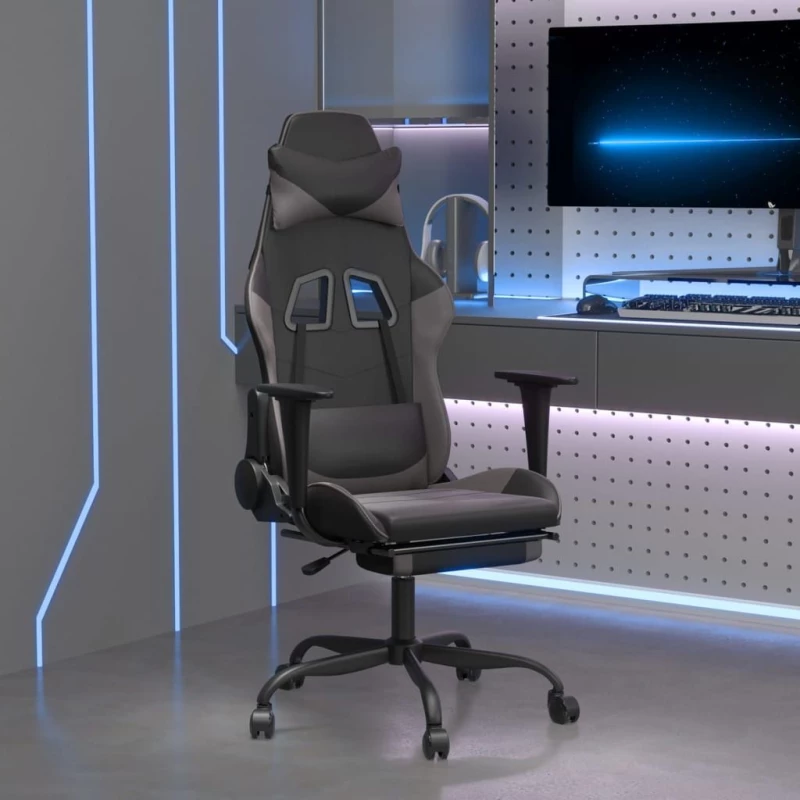 ΚΑΡΕΚΛΑ GAMING ΜΑΣΑΖ ΥΠΟΠΟΔΙΟ ΜΑΥΡΟ&ΓΚΡΙ ΑΠΟ ΣΥΝΘΕΤΙΚΟ ΔΕΡΜΑ 345415