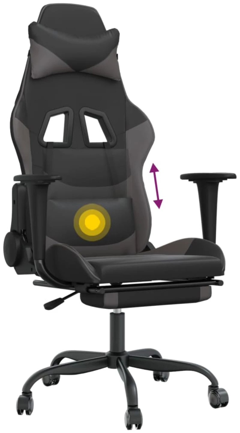 ΚΑΡΕΚΛΑ GAMING ΜΑΣΑΖ ΥΠΟΠΟΔΙΟ ΜΑΥΡΟ&ΓΚΡΙ ΑΠΟ ΣΥΝΘΕΤΙΚΟ ΔΕΡΜΑ 345415
