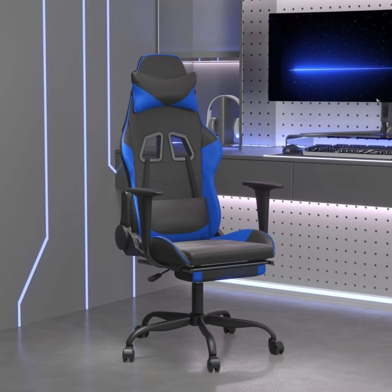 ΚΑΡΕΚΛΑ GAMING ΜΑΣΑΖ ΥΠΟΠΟΔΙΟ ΜΑΥΡΟ/ΜΠΛΕ ΑΠΟ ΣΥΝΘΕΤΙΚΟ ΔΕΡΜΑ 3143653