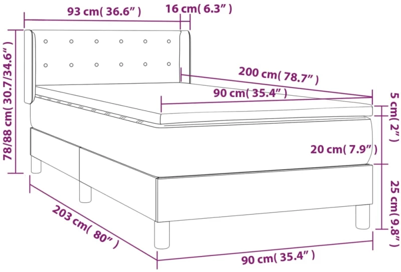 ΚΡΕΒΑΤΙ BOXSPRING ΜΕ ΣΤΡΩΜΑ ΑΝΟΙΧΤΟ ΓΚΡΙ 90X200 ΕΚ. ΥΦΑΣΜΑΤΙΝΟ 3130561