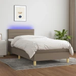 ΚΡΕΒΑΤΙ BOXSPRING ΜΕ ΣΤΡΩΜΑ & LED TAUPE 90X200 ΕΚ. ΥΦΑΣΜΑΤΙΝΟ 3133769
