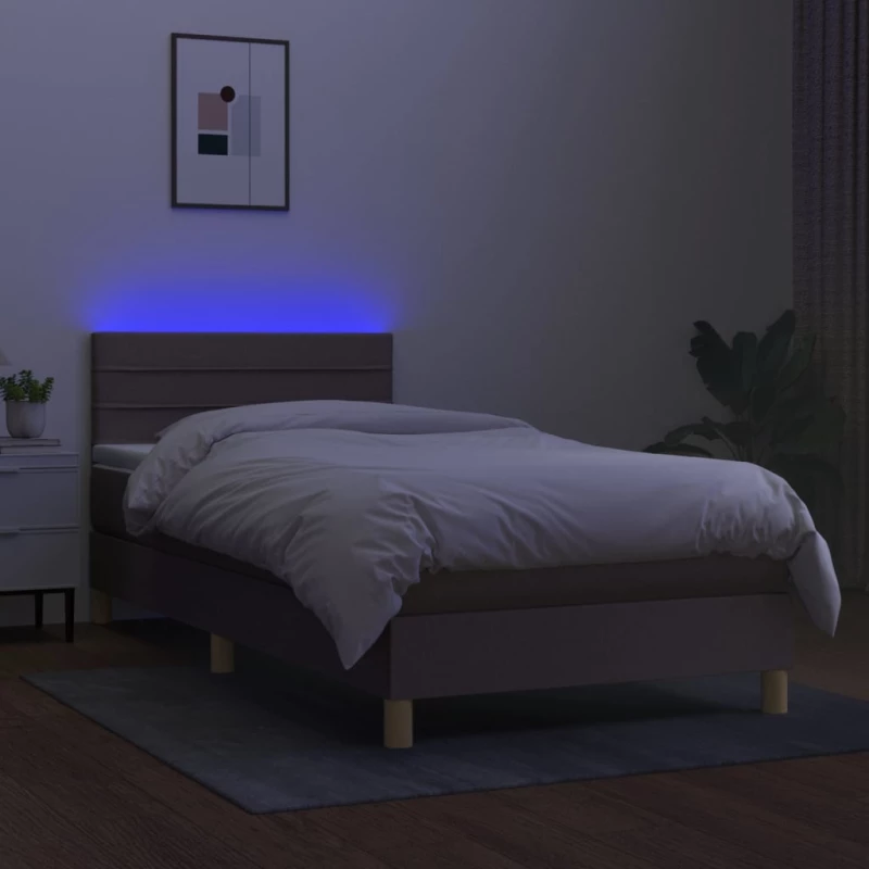 ΚΡΕΒΑΤΙ BOXSPRING ΜΕ ΣΤΡΩΜΑ & LED TAUPE 90X200 ΕΚ. ΥΦΑΣΜΑΤΙΝΟ 3133769