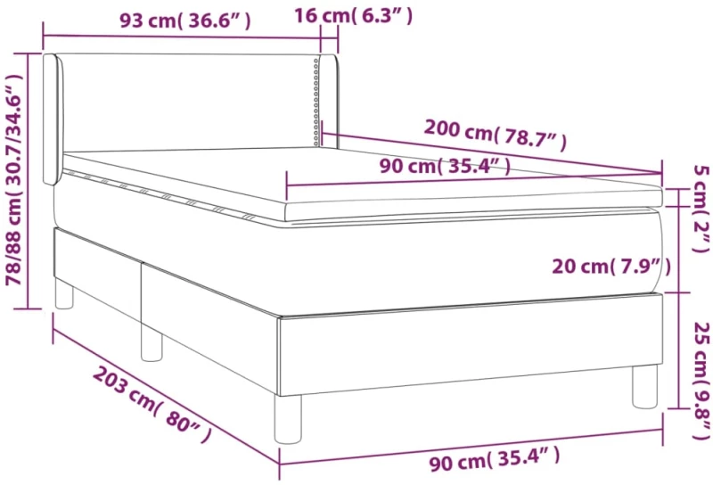 ΚΡΕΒΑΤΙ BOXSPRING ΜΕ ΣΤΡΩΜΑ TAUPE 90X200 ΕΚ. ΥΦΑΣΜΑΤΙΝΟ 3129605