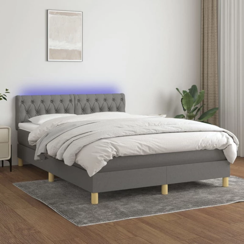 ΚΡΕΒΑΤΙ BOXSPRING ΜΕ ΣΤΡΩΜΑ & LED ΣΚ.ΓΚΡΙ 140X190 ΕΚ ΥΦΑΣΜΑΤΙΝΟ 3133950