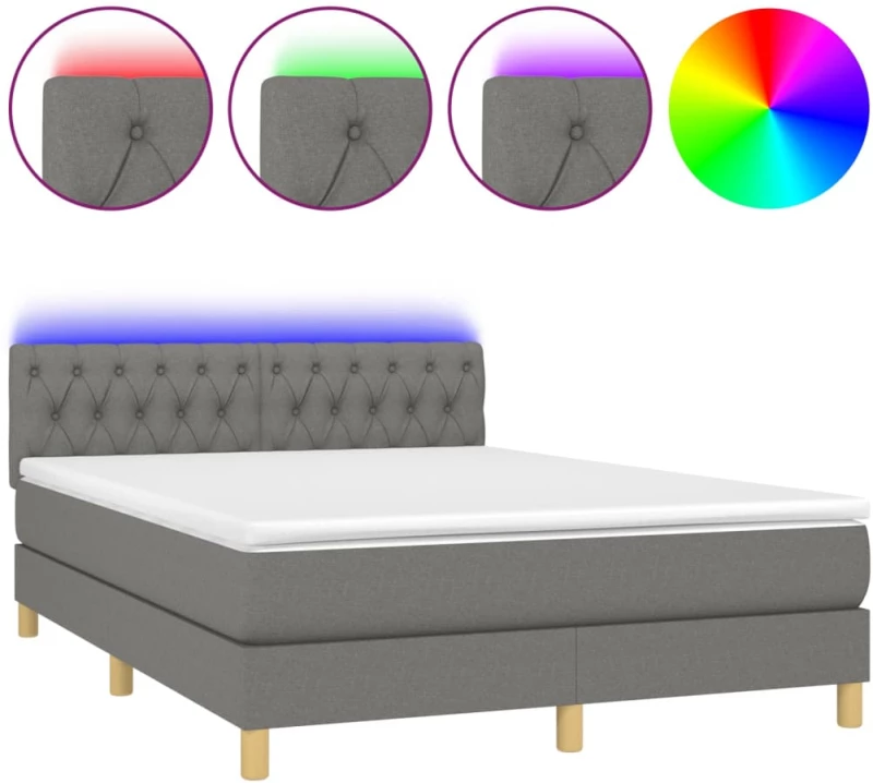 ΚΡΕΒΑΤΙ BOXSPRING ΜΕ ΣΤΡΩΜΑ & LED ΣΚ.ΓΚΡΙ 140X190 ΕΚ ΥΦΑΣΜΑΤΙΝΟ 3133950