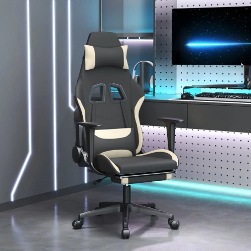 ΚΑΡΕΚΛΑ GAMING ΠΕΡΙΣΤΡΕΦΟΜΕΝΗ ΜΑΥΡΗ/ΚΡΕΜ ΥΦΑΣΜΑΤΙΝΗ ΜΕ ΥΠΟΠΟΔΙΟ 345501