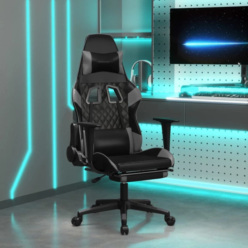 ΚΑΡΕΚΛΑ GAMING ΜΑΣΑΖ ΥΠΟΠΟΔΙΟ ΜΑΥΡΟ&ΓΚΡΙ ΑΠΟ ΣΥΝΘΕΤΙΚΟ ΔΕΡΜΑ 345526