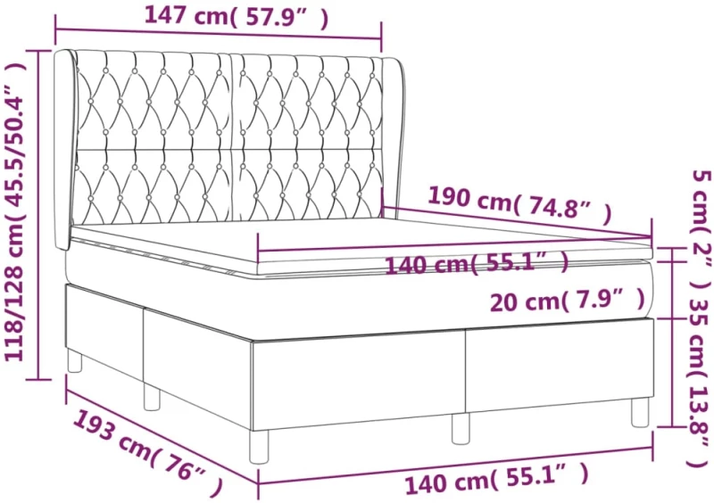 ΚΡΕΒΑΤΙ BOXSPRING ΜΕ ΣΤΡΩΜΑ ΑΝΟΙΧΤΟ ΓΚΡΙ 140X190 ΕΚ. ΥΦΑΣΜΑΤΙΝΟ 3128757