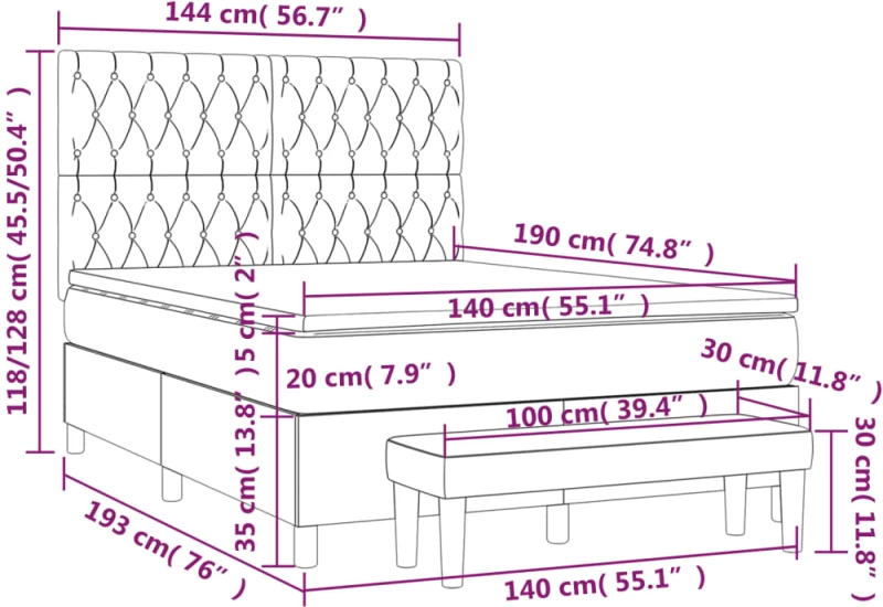 ΚΡΕΒΑΤΙ BOXSPRING ΜΕ ΣΤΡΩΜΑ ΑΝΟΙΧΤΟ ΓΚΡΙ 140X190 ΕΚ. ΥΦΑΣΜΑΤΙΝΟ 3136829
