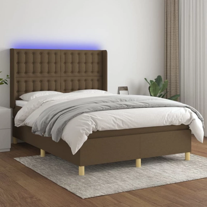 ΚΡΕΒΑΤΙ BOXSPRING ΜΕ ΣΤΡΩΜΑ & LED ΣΚ.ΚΑΦΕ 140X200 ΕΚ ΥΦΑΣΜΑΤΙΝΟ 3139200