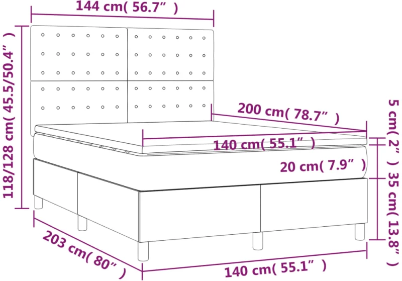 ΚΡΕΒΑΤΙ BOXSPRING ΜΕ ΣΤΡΩΜΑ ΣΚΟΥΡΟ ΚΑΦΕ 140X200 ΕΚ ΥΦΑΣΜΑΤΙΝΟ 3142660