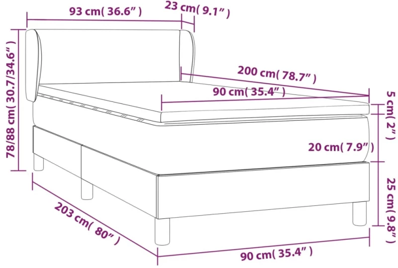 ΚΡΕΒΑΤΙ BOXSPRING ΜΕ ΣΤΡΩΜΑ ΣΚΟΥΡΟ ΚΑΦΕ 90X200 ΕΚ. ΥΦΑΣΜΑΤΙΝΟ 3126056