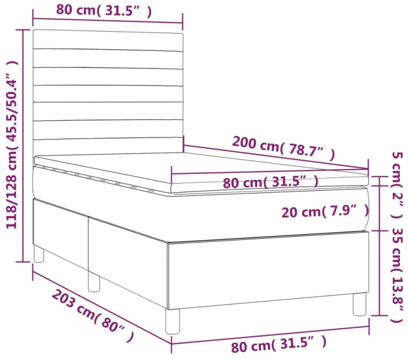 ΚΡΕΒΑΤΙ BOXSPRING ΜΕ ΣΤΡΩΜΑ & LED ΣΚ. ΜΠΛΕ 80X200 ΕΚ. ΒΕΛΟΥΔΙΝΟ 3136153
