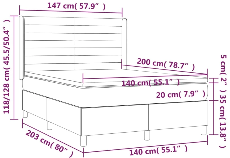 ΚΡΕΒΑΤΙ BOXSPRING ΜΕ ΣΤΡΩΜΑ TAUPE 140X200 ΕΚ. ΥΦΑΣΜΑΤΙΝΟ 3131517