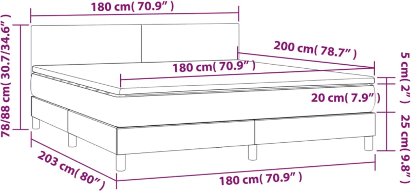 ΚΡΕΒΑΤΙ BOXSPRING ΜΕ ΣΤΡΩΜΑ ΣΚΟΥΡΟ ΚΑΦΕ 180X200 ΕΚ ΥΦΑΣΜΑΤΙΝΟ 3139916