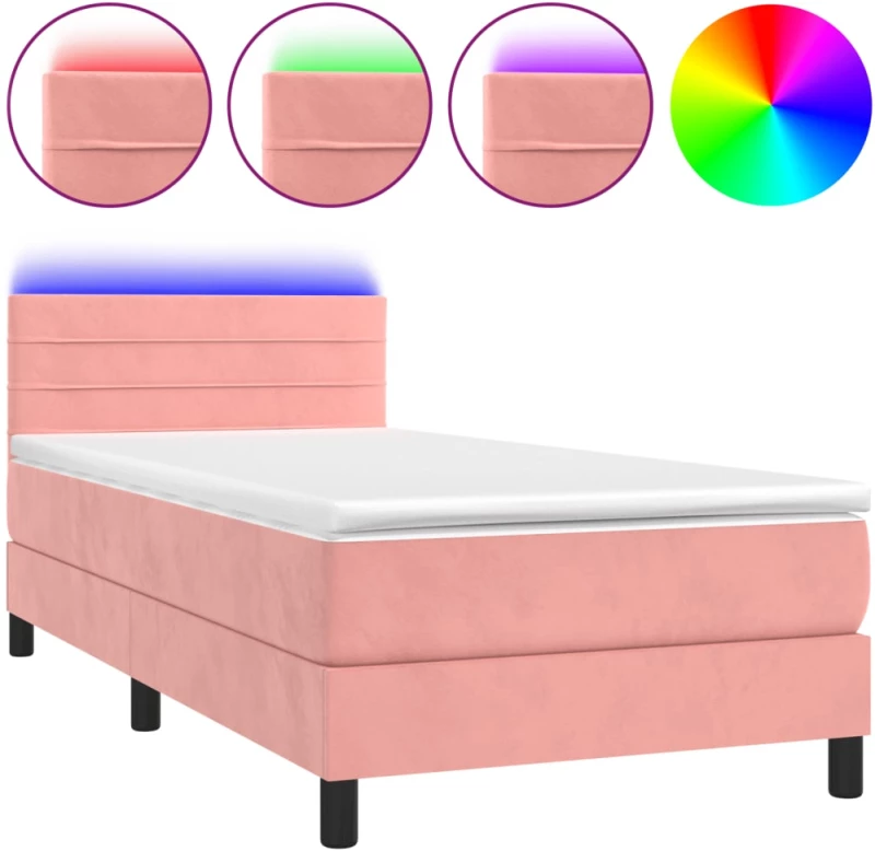 ΚΡΕΒΑΤΙ BOXSPRING ΜΕ ΣΤΡΩΜΑ & LED ΡΟΖ 90X200 ΕΚ. ΒΕΛΟΥΔΙΝΟ 3134446