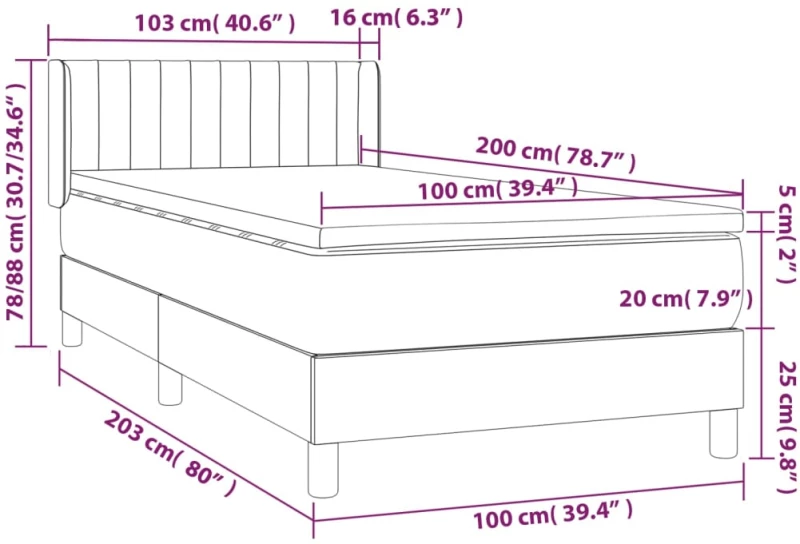 ΚΡΕΒΑΤΙ BOXSPRING ΜΕ ΣΤΡΩΜΑ ΑΝΟΙΧΤΟ ΓΚΡΙ 100X200 ΕΚ. ΥΦΑΣΜΑΤΙΝΟ 3129849