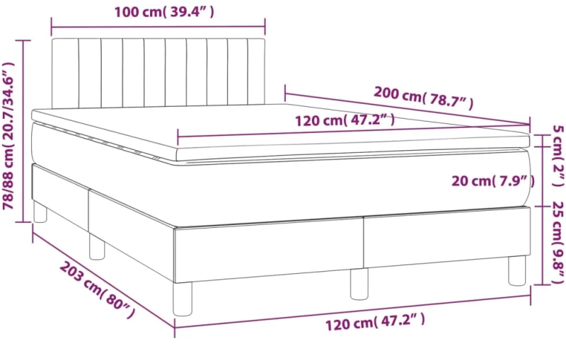 ΚΡΕΒΑΤΙ BOXSPRING ΜΕ ΣΤΡΩΜΑ & LED ΜΑΥΡΟ 120X200 ΕΚ. ΥΦΑΣΜΑΤΙΝΟ 3133863