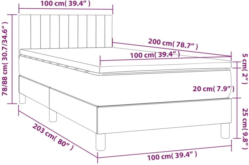 ΚΡΕΒΑΤΙ BOXSPRING ΜΕ ΣΤΡΩΜΑ ΑΝΟΙΧΤΟ ΓΚΡΙ 100X200 ΕΚ. ΥΦΑΣΜΑΤΙΝΟ 3140753