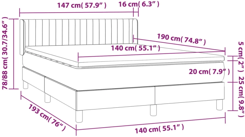 ΚΡΕΒΑΤΙ BOXSPRING ΜΕ ΣΤΡΩΜΑ ΣΚΟΥΡΟ ΚΑΦΕ 140X190 ΕΚ. ΥΦΑΣΜΑΤΙΝΟ 3129868