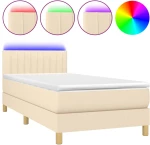 ΚΡΕΒΑΤΙ BOXSPRING ΜΕ ΣΤΡΩΜΑ & LED ΚΡΕΜ 90X200 ΕΚ. ΥΦΑΣΜΑΤΙΝΟ 3133850