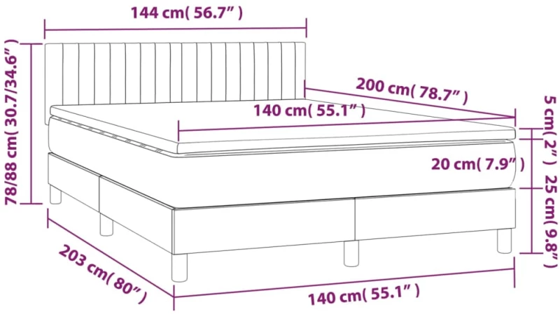 ΚΡΕΒΑΤΙ BOXSPRING ΜΕ ΣΤΡΩΜΑ ΣΚΟΥΡΟ ΚΑΦΕ 140X200 ΕΚ ΥΦΑΣΜΑΤΙΝΟ 3140780