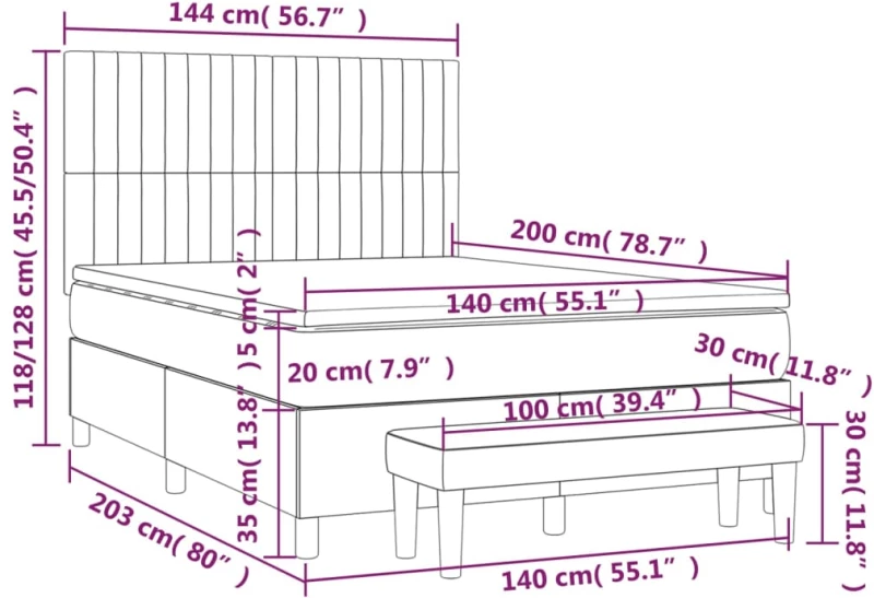 ΚΡΕΒΑΤΙ BOXSPRING ΜΕ ΣΤΡΩΜΑ ΣΚΟΥΡΟ ΚΑΦΕ 140X200 ΕΚ ΥΦΑΣΜΑΤΙΝΟ 3136760