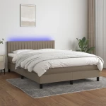 ΚΡΕΒΑΤΙ BOXSPRING ΜΕ ΣΤΡΩΜΑ & LED TAUPE 140X200 ΕΚ. ΥΦΑΣΜΑΤΙΝΟ 3133321