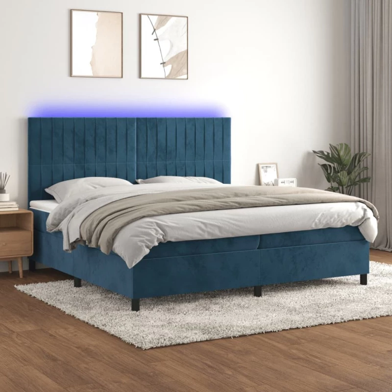 ΚΡΕΒΑΤΙ BOXSPRING ΜΕ ΣΤΡΩΜΑ & LED ΣΚ. ΜΠΛΕ 200X200ΕΚ. ΒΕΛΟΥΔΙΝΟ 3136267