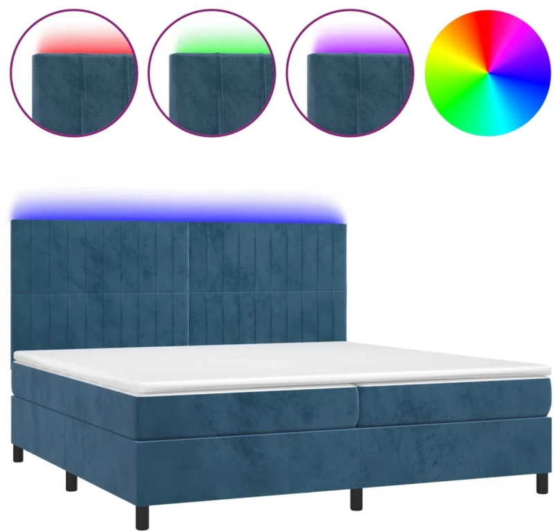 ΚΡΕΒΑΤΙ BOXSPRING ΜΕ ΣΤΡΩΜΑ & LED ΣΚ. ΜΠΛΕ 200X200ΕΚ. ΒΕΛΟΥΔΙΝΟ 3136267