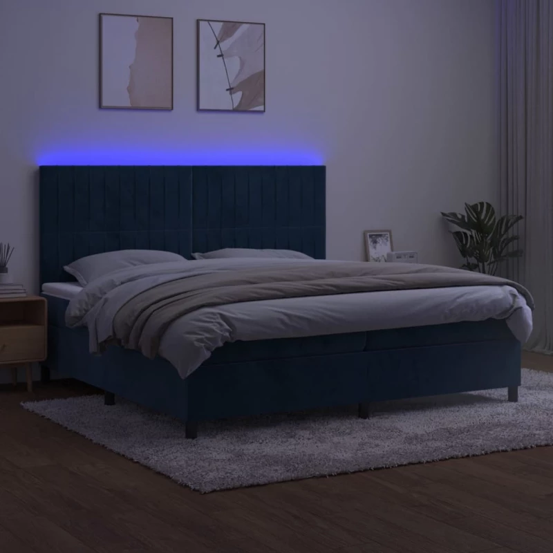 ΚΡΕΒΑΤΙ BOXSPRING ΜΕ ΣΤΡΩΜΑ & LED ΣΚ. ΜΠΛΕ 200X200ΕΚ. ΒΕΛΟΥΔΙΝΟ 3136267