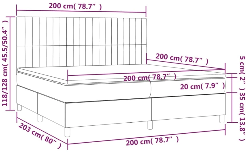 ΚΡΕΒΑΤΙ BOXSPRING ΜΕ ΣΤΡΩΜΑ & LED ΣΚ. ΜΠΛΕ 200X200ΕΚ. ΒΕΛΟΥΔΙΝΟ 3136267