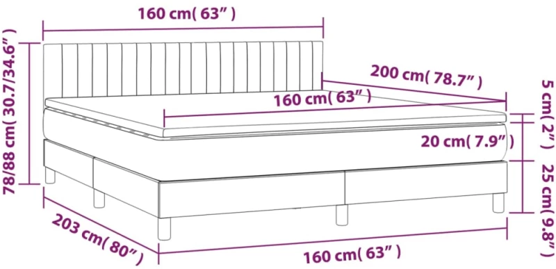 ΚΡΕΒΑΤΙ BOXSPRING ΜΕ ΣΤΡΩΜΑ & LED ΣΚ.ΚΑΦΕ 160X200 ΕΚ ΥΦΑΣΜΑΤΙΝΟ 3133328