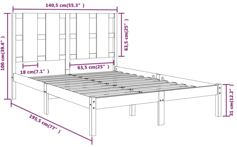 ΠΛΑΙΣΙΟ ΚΡΕΒΑΤΙΟΥ 135 X 190 ΕΚ. ΑΠΟ ΜΑΣΙΦ ΞΥΛΟ 4FT6 DOUBLE 3105575