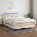 ΚΡΕΒΑΤΙ BOXSPRING ΜΕ ΣΤΡΩΜΑ & LED ΚΡΕΜ 140X190 ΕΚ. ΥΦΑΣΜΑΤΙΝΟ 3133394