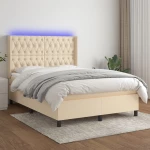 ΚΡΕΒΑΤΙ BOXSPRING ΜΕ ΣΤΡΩΜΑ & LED ΚΡΕΜ 140X190 ΕΚ. ΥΦΑΣΜΑΤΙΝΟ 3138554