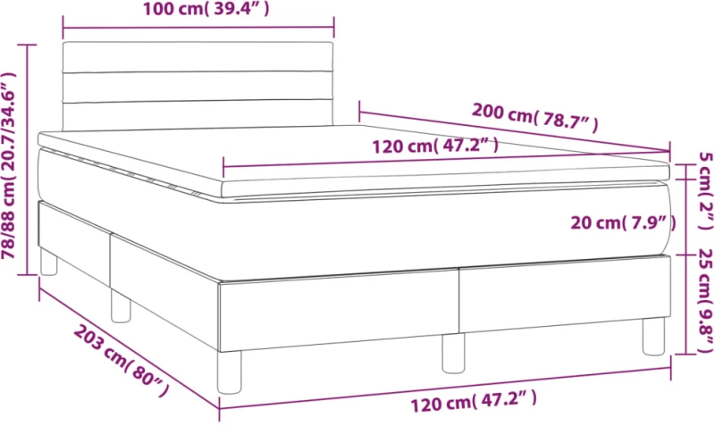 ΚΡΕΒΑΤΙ BOXSPRING ΜΕ ΣΤΡΩΜΑ TAUPE 120X200 ΕΚ. ΥΦΑΣΜΑΤΙΝΟ 3140685