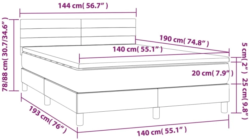ΚΡΕΒΑΤΙ BOXSPRING ΜΕ ΣΤΡΩΜΑ TAUPE 140X190 ΕΚ. ΥΦΑΣΜΑΤΙΝΟ 3140693