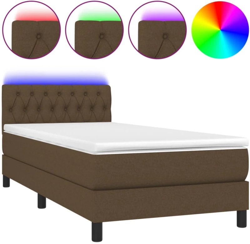 ΚΡΕΒΑΤΙ BOXSPRING ΜΕ ΣΤΡΩΜΑ & LED ΣΚ.ΚΑΦΕ 100X200 ΕΚ ΥΦΑΣΜΑΤΙΝΟ 3133376