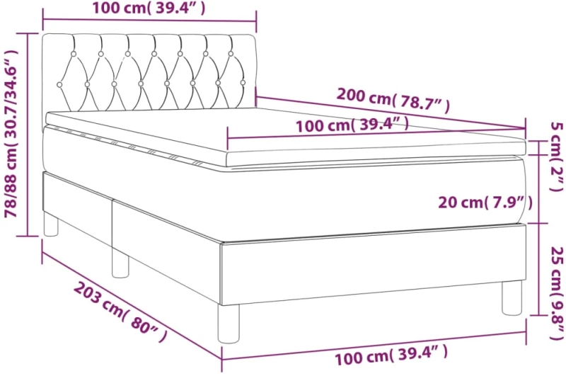 ΚΡΕΒΑΤΙ BOXSPRING ΜΕ ΣΤΡΩΜΑ & LED ΣΚ.ΚΑΦΕ 100X200 ΕΚ ΥΦΑΣΜΑΤΙΝΟ 3133376