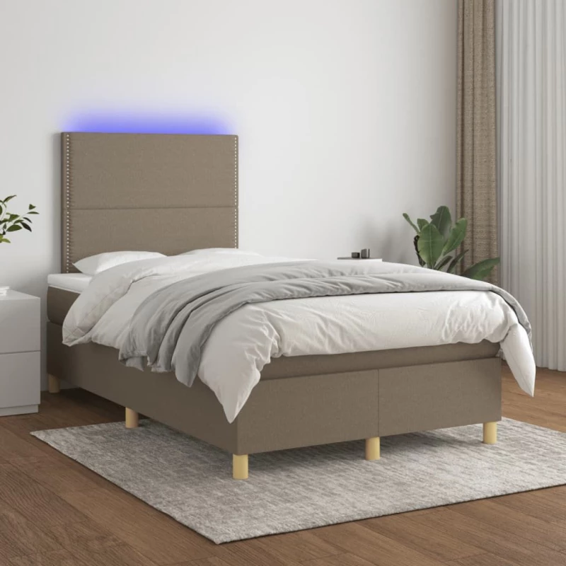 ΚΡΕΒΑΤΙ BOXSPRING ΜΕ ΣΤΡΩΜΑ & LED TAUPE 120X200 ΕΚ. ΥΦΑΣΜΑΤΙΝΟ 3135345