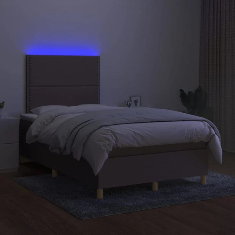 ΚΡΕΒΑΤΙ BOXSPRING ΜΕ ΣΤΡΩΜΑ & LED TAUPE 120X200 ΕΚ. ΥΦΑΣΜΑΤΙΝΟ 3135345
