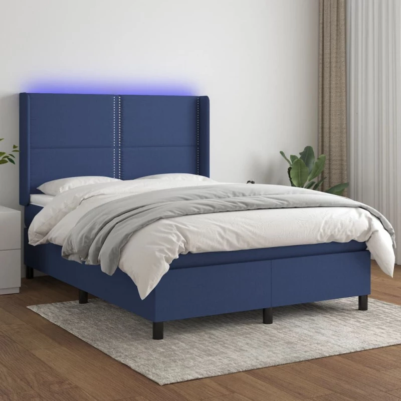 ΚΡΕΒΑΤΙ BOXSPRING ΜΕ ΣΤΡΩΜΑ & LED ΜΠΛΕ 140X190 ΕΚ. ΥΦΑΣΜΑΤΙΝΟ 3138235