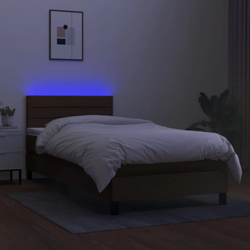 ΚΡΕΒΑΤΙ BOXSPRING ΜΕ ΣΤΡΩΜΑ & LED ΣΚ.ΚΑΦΕ 100X200 ΕΚ ΥΦΑΣΜΑΤΙΝΟ 3133216