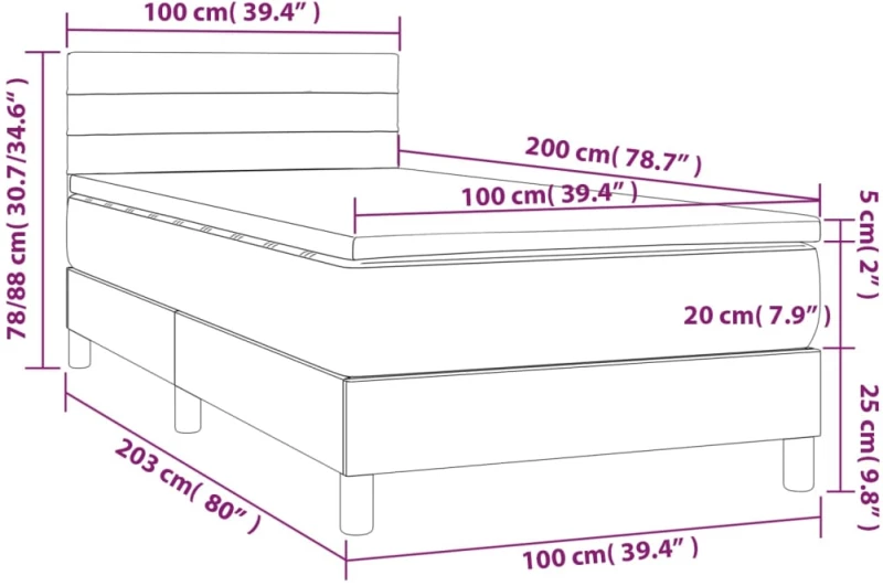 ΚΡΕΒΑΤΙ BOXSPRING ΜΕ ΣΤΡΩΜΑ & LED ΣΚ.ΚΑΦΕ 100X200 ΕΚ ΥΦΑΣΜΑΤΙΝΟ 3133216