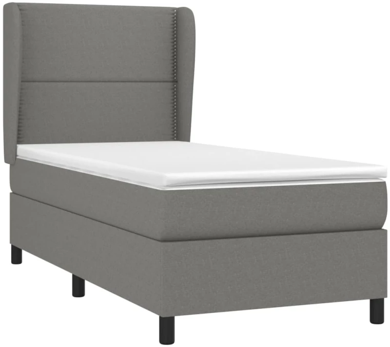 ΚΡΕΒΑΤΙ BOXSPRING ΜΕ ΣΤΡΩΜΑ ΣΚΟΥΡΟ ΓΚΡΙ 90X190 ΕΚ. ΥΦΑΣΜΑΤΙΝΟ 3127846