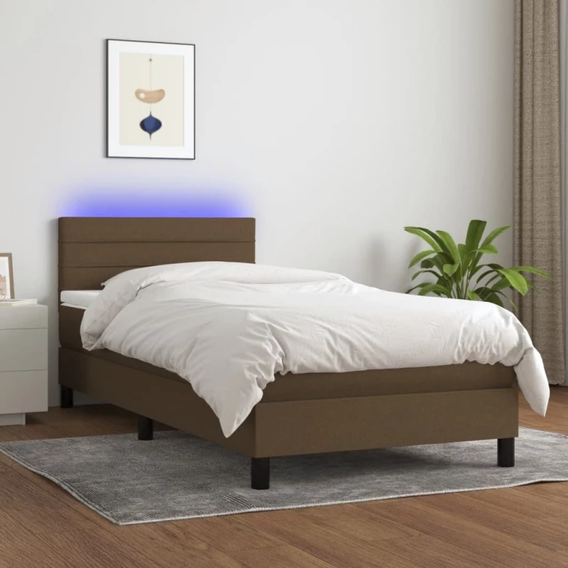 ΚΡΕΒΑΤΙ BOXSPRING ΜΕ ΣΤΡΩΜΑ & LED ΣΚ.ΚΑΦΕ 90X190 ΕΚ. ΥΦΑΣΜΑΤΙΝΟ 3133200
