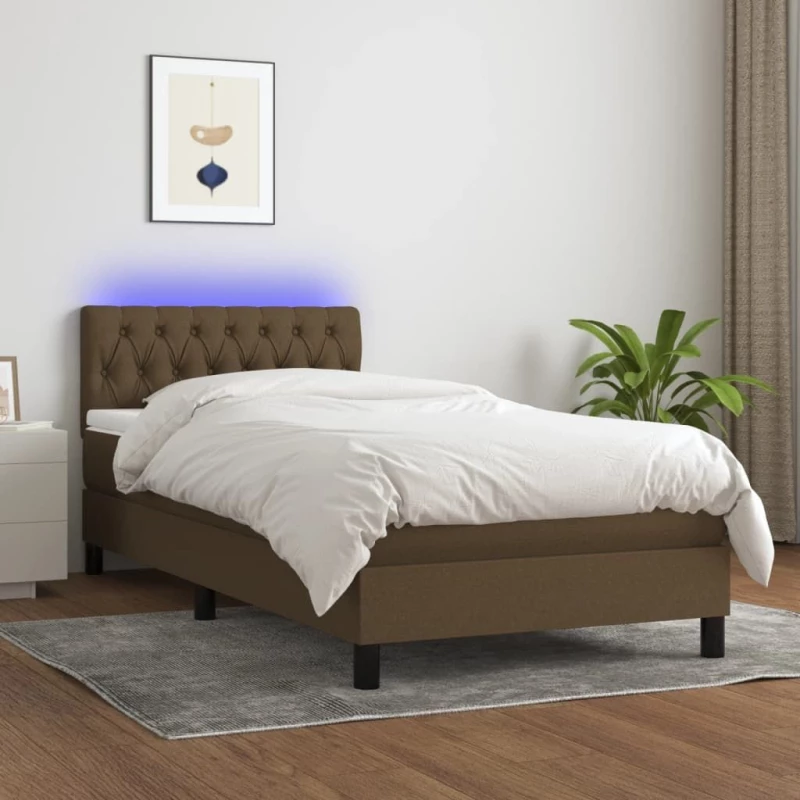 ΚΡΕΒΑΤΙ BOXSPRING ΜΕ ΣΤΡΩΜΑ & LED ΣΚ.ΚΑΦΕ 90X190 ΕΚ. ΥΦΑΣΜΑΤΙΝΟ 3133360