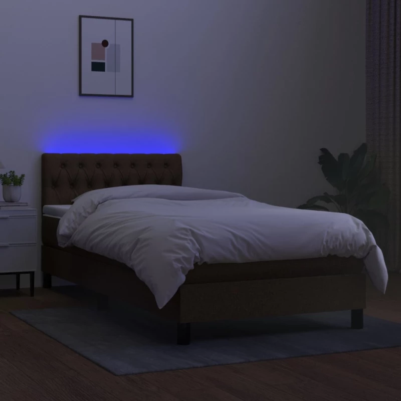 ΚΡΕΒΑΤΙ BOXSPRING ΜΕ ΣΤΡΩΜΑ & LED ΣΚ.ΚΑΦΕ 90X190 ΕΚ. ΥΦΑΣΜΑΤΙΝΟ 3133360